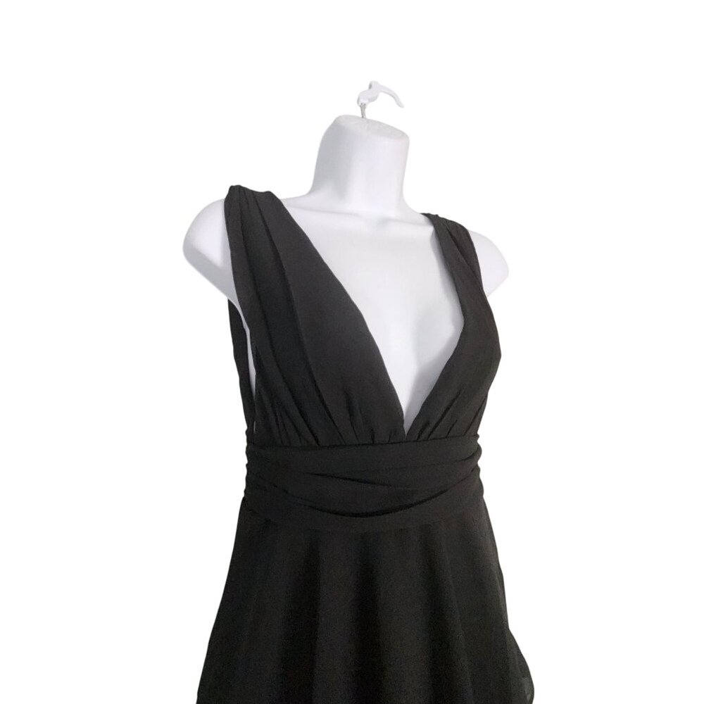 Lulus Amazing Evening Black Tiered Maxi Dress V-Neck Sleeveless Medium Elegant - Picture 4 of 10